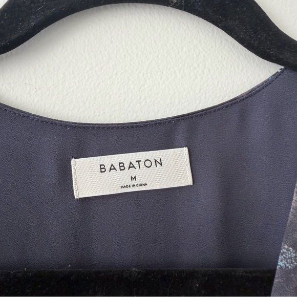 Aritzia Babaton Slit Wrap Dress Blue Grey Floral Maxi Dress Sz M - Picture 8 of 14